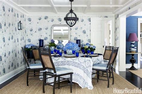 Get The Look A Patternful Blue And White Dining Room For
