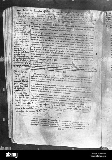 Original Page From The Covering Letter Of The Versailles Treaty 1919