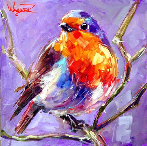 Olga Paints Sold Contemporary Bird Painting Blue Bird By Olga Wagner
