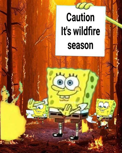 Spongebob Throwing Notice Into Fire Wildfire Mashup Link For Template
