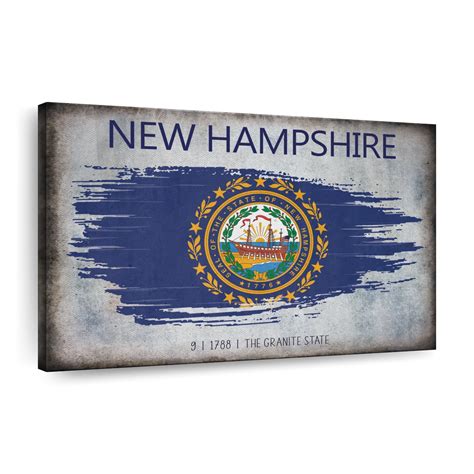 New Hampshire Flag Grunge Wall Art Digital Art