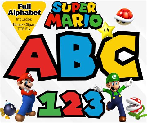 Mario Alphabet Mario Font Mario Png Clipart Mario Numbers Etsy In