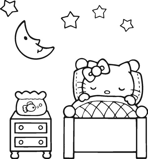 Desenhos De Olá Gatinho Dormindo Para Colorir E Imprimir