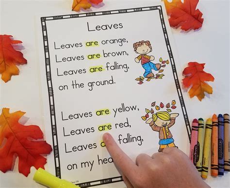 Fall Sight Word Poems For Shared Reading Pumpkins Leaves Bats