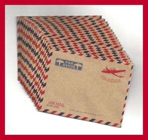 Kraft Paper Mini Airmail Envelopes Set Of 20 Air Mail Via Etsy