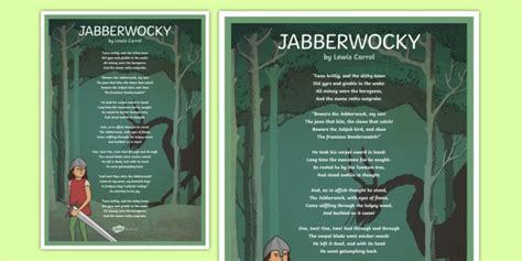 Jabberwocky Poem By Lewis Carroll Illustrated Poster