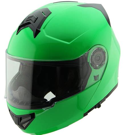 Hawk H 70 Solid Neon Green Modular Motorcycle Helmet