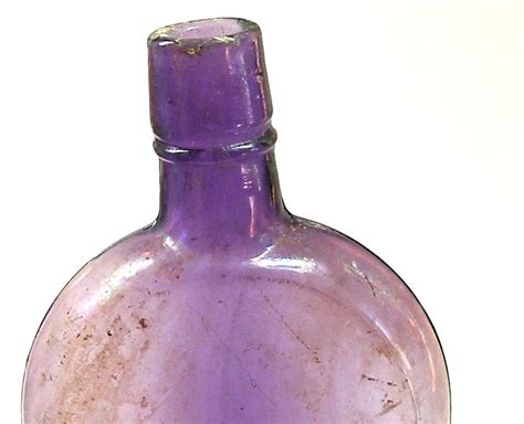Antique Amethyst Flask Victorian Purple Glass Bottle Coffin