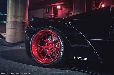 Ferrari 458 Spider With Liberty Walk Kit And Candy Apple Red Wheels Is