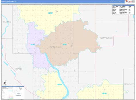 Renville County, ND Wall Map Color Cast Style by MarketMAPS - MapSales.com