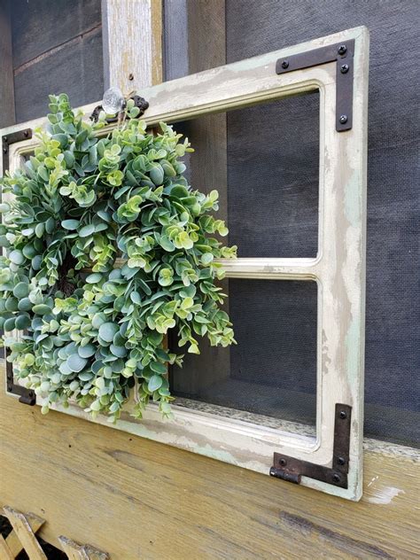 Farmhouse Wreath Window Frame Farmhouse Wall Decor Rustic Etsy