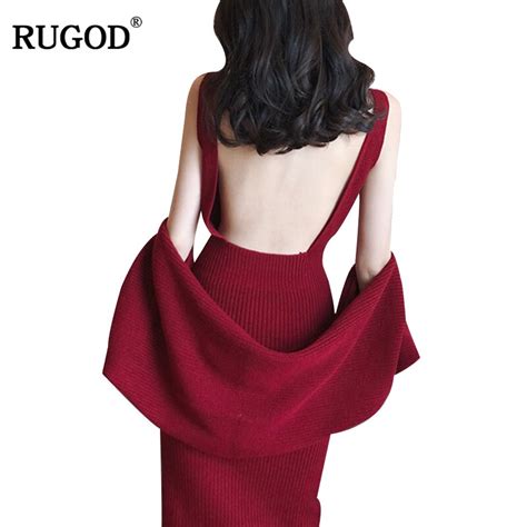 rugod 2018 new fashion office lady dress sets women sexy backless bodycon sweater dress suit