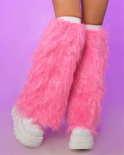 Pinksilver Fluffy Leg Warmers Rave Wonderland