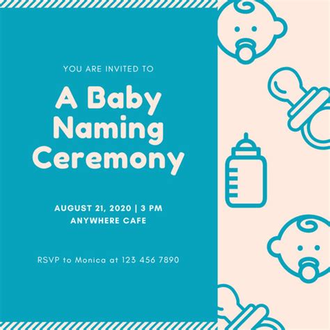 Find sincere and heartfelt words for naming ceremony congratulation messages. Teal Cute Baby Naming Ceremony Invitation - Templates by Canva