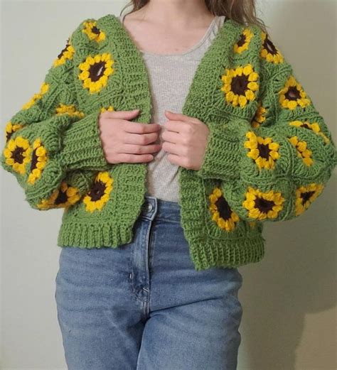 buy the sunflower cardigan crochet pattern pdf file only online in india etsy crochet
