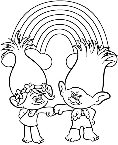 28 trolls pictures to print and color. Trolls: Princess Poppy and branch coloring page in 2020 ...