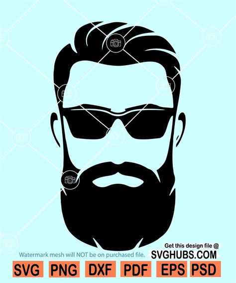Bearded Man With Sunglasses Svg Bearded Dad Svg Fathers Day Svg