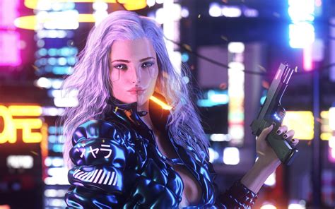 2560x1600 Cyberpunk Girl With Gun Artwork 2560x1600 Resolution Hd 4k