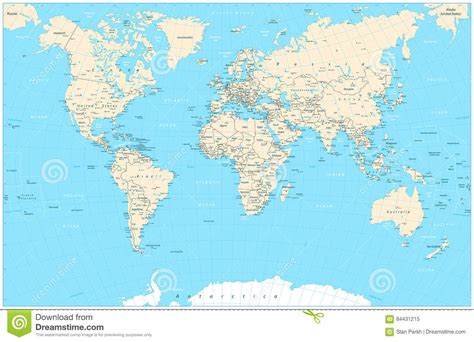 Highly Detailed World Map Vector Illustration Stock Vector