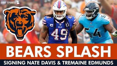 Chicago Bears Signing Tremaine Edmunds And Nate Davis In 2023 Nfl Free