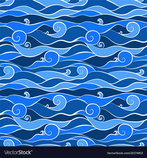 Seamless Blue Wave Pattern Royalty Free Vector Image