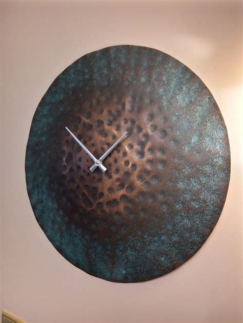Large Copper Wall Clock 16400mmhammered Etsy Uk
