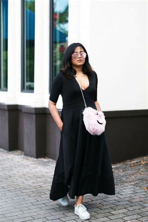 Long Black Dress And Sneakers Chic Stylista By Miami Fashion Blogger