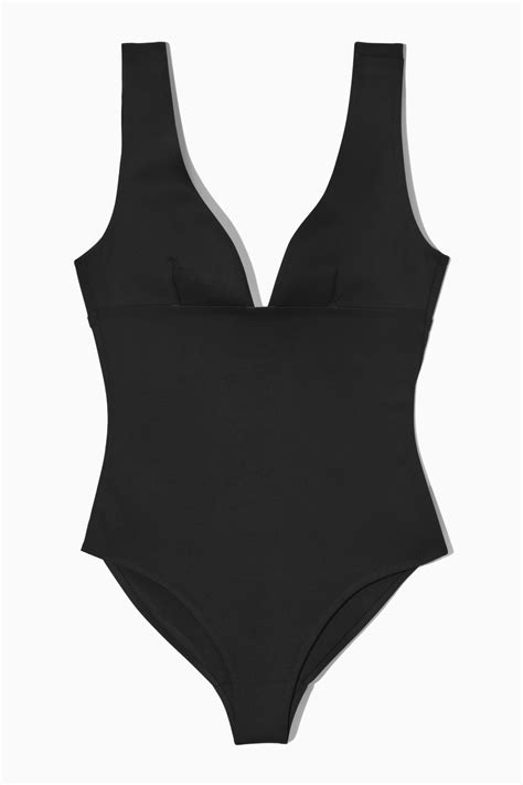 Cos Open Back Plunge Swimsuit In Black Modesens