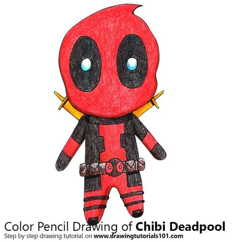 Chibi Deadpool Colored Pencils Drawing Chibi Deadpool With Color