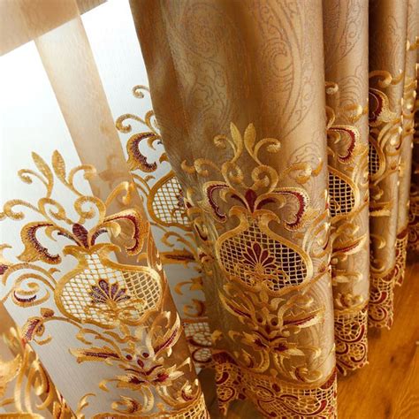 Europe Royal Embroidered Window Curtains For Living Room Luxury Window