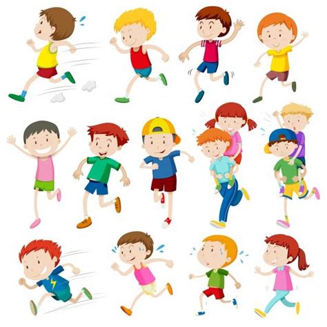 Download Simple Characters Of Kids Running Illustration For Free