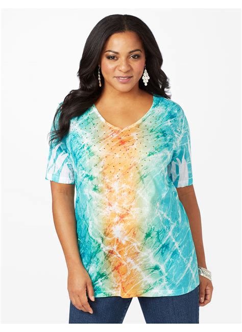 Catherines Plus Size Crystallized Top Womens Size 1x2x3x0x Teal