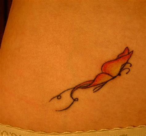 Small Butterfly With Red Shades Tattoo Design For Women