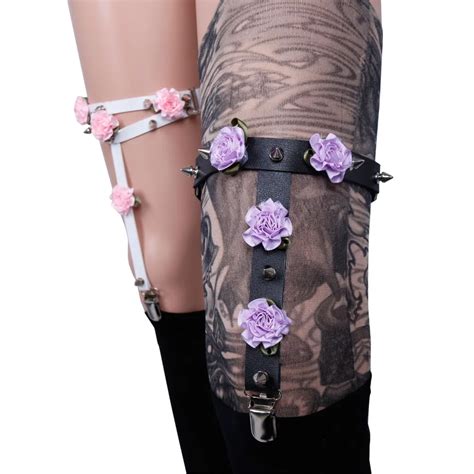 Pastel Goth Garter Belts 2016 New Cosplay Punk Flowers Garter Suspernder For Leggings Plus