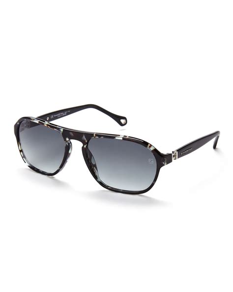 Ermenegildo Zegna Sz3655 Black Tortoiseshell Aviator Sunglasses In Black For Men Lyst