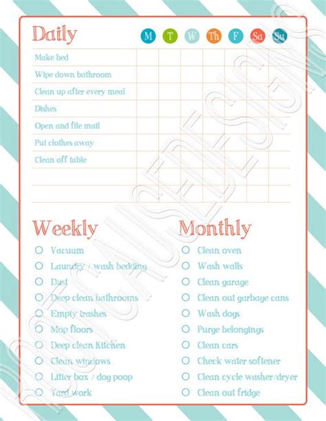 Home Chore List Printable Customizable Chore List Etsy In 2021