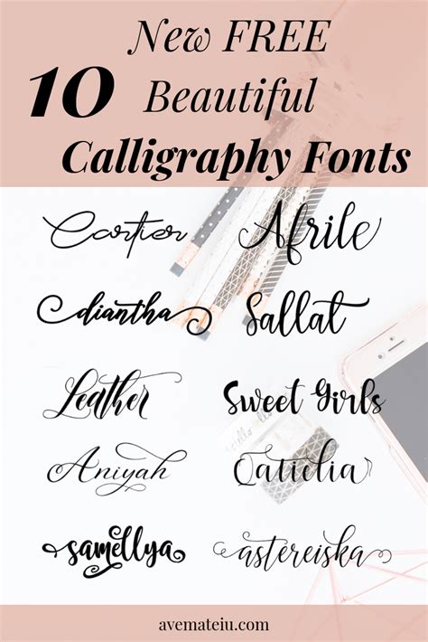 10 New Free Beautiful Calligraphy Fonts Ave Mateiu Free Calligraphy