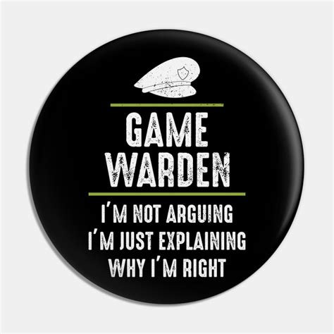Game Warden Conservation Officer Gamekeeper Funny Game Warden Pin