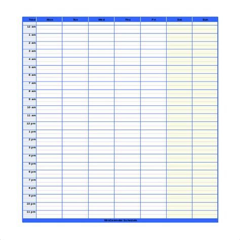 Weekly Schedule Templates Word Templates Docs