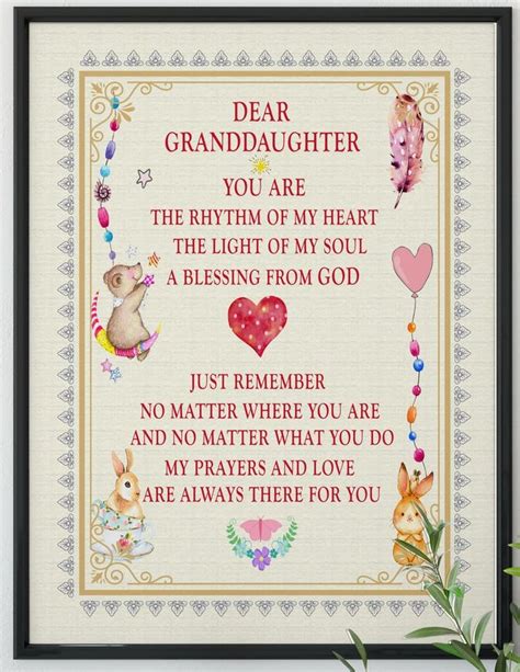 Dear Granddaughter Poster Ready To Frame Etsy In 2021 Granddaughter