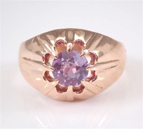 Vintage 14k Rose Gold Alexandrite Solitaire Ring Size 10 Russian