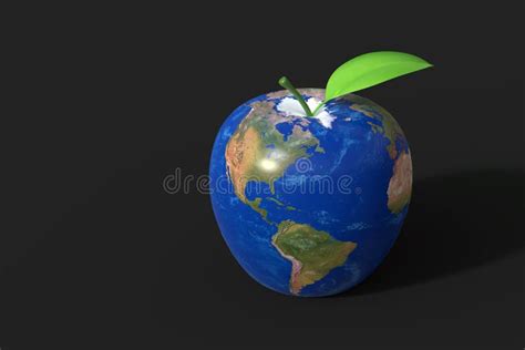 Apple With Earth Texture Map Stock Illustration Illustration Of