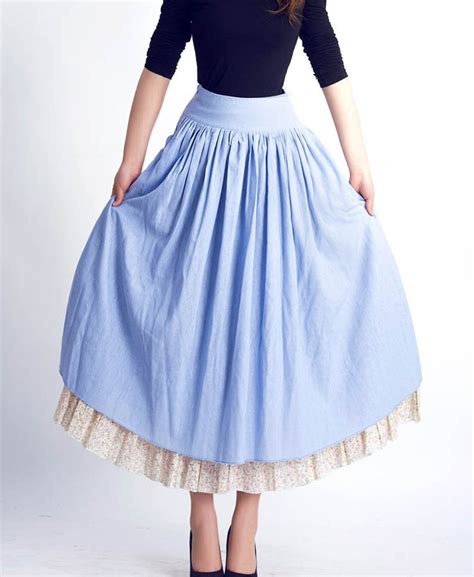 Cotton Linen Maxi Skirt Two Layer A Line Linen Skirt Bohemian Etsy