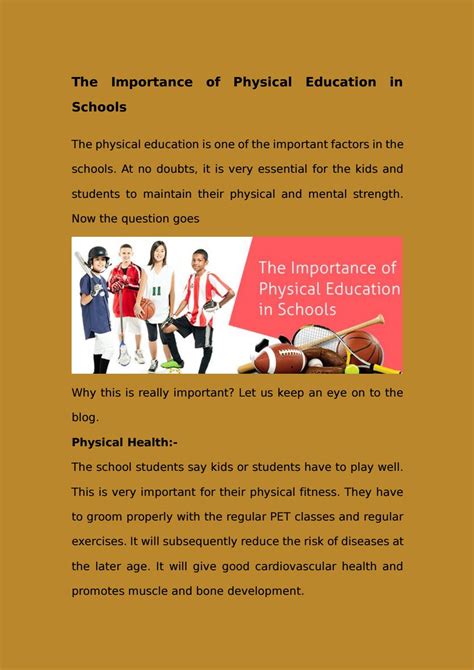 The Importance Of Physical Education In Schools By Chandrusekaran Issuu