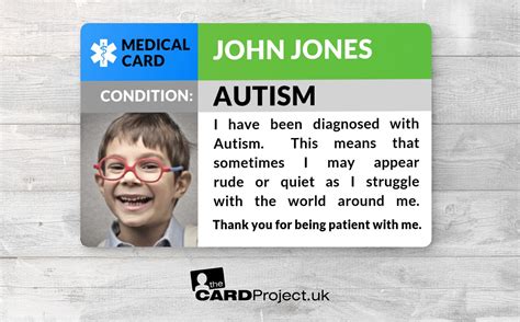 Autism Awareness Medical Photo Id Card Double Sided W Etsy