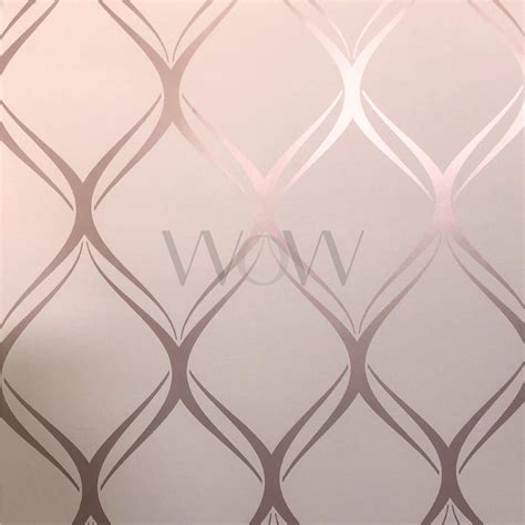Rose Gold Pink Wallpaper Geometric Metallic Marble Trellis Stripe