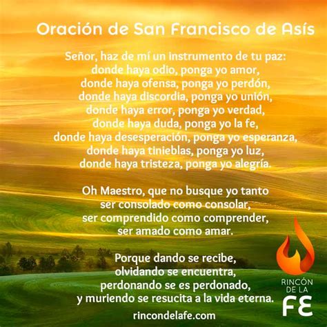 Oración De San Francisco De Asís Oración Franciscana