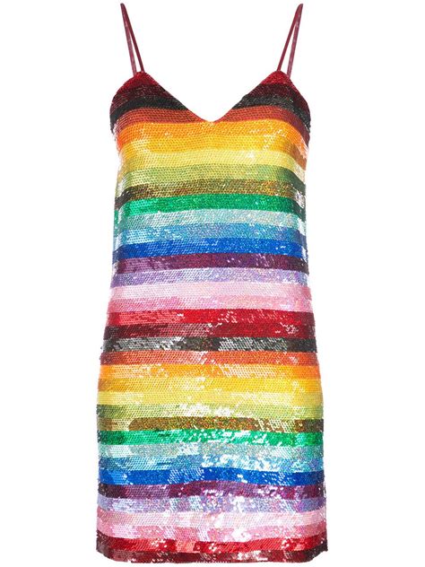 Ashish Rainbow Striped Sequin Embellished Silk Mini Dress Lyst