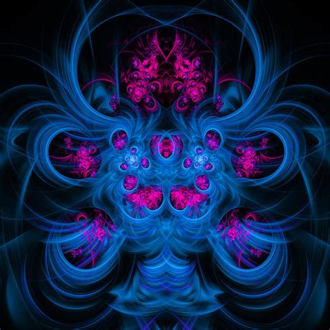 Blue And Pink Abstract Fractal Art Square Format Digital Art by
