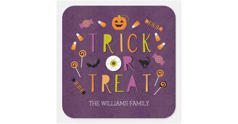 Trick Or Treat Halloween T Tag Stickers Zazzle